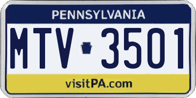 PA license plate MTV3501