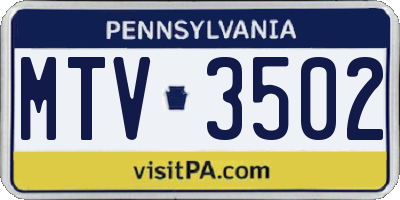 PA license plate MTV3502