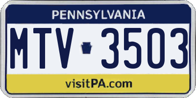 PA license plate MTV3503