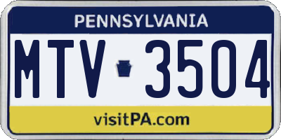 PA license plate MTV3504