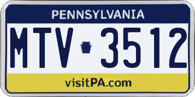 PA license plate MTV3512