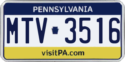 PA license plate MTV3516
