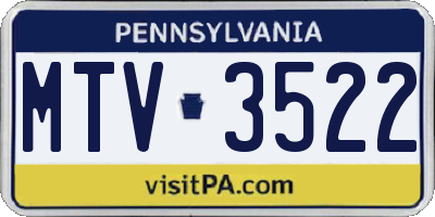 PA license plate MTV3522