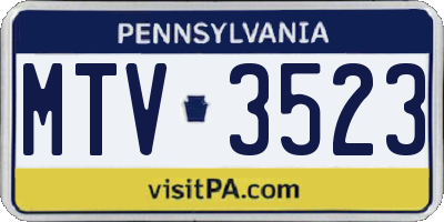 PA license plate MTV3523