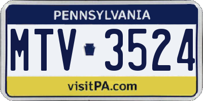 PA license plate MTV3524