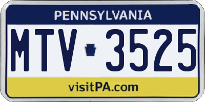 PA license plate MTV3525