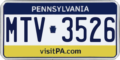 PA license plate MTV3526