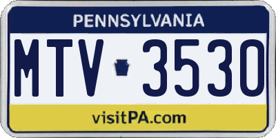 PA license plate MTV3530