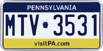PA license plate MTV3531