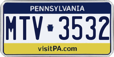 PA license plate MTV3532