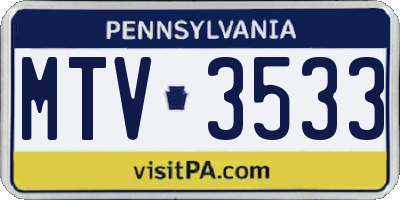 PA license plate MTV3533