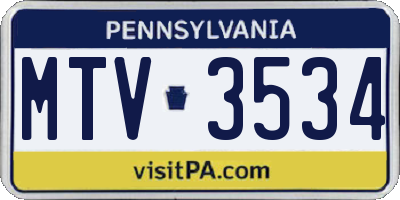 PA license plate MTV3534