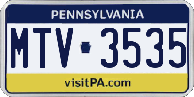PA license plate MTV3535