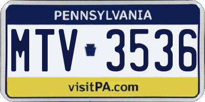 PA license plate MTV3536