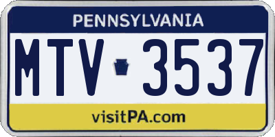 PA license plate MTV3537