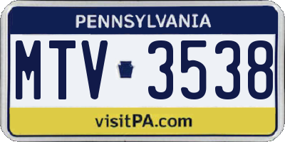 PA license plate MTV3538