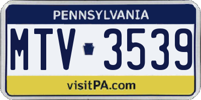 PA license plate MTV3539