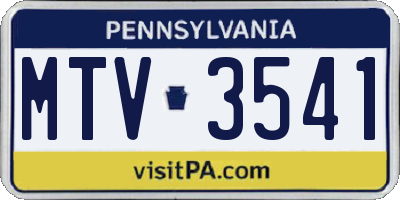 PA license plate MTV3541
