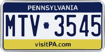 PA license plate MTV3545