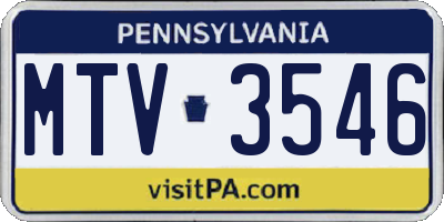 PA license plate MTV3546