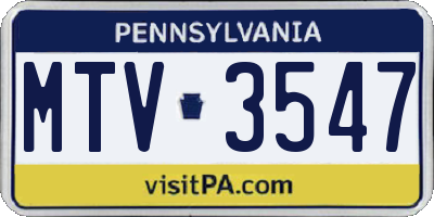 PA license plate MTV3547