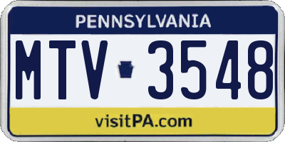 PA license plate MTV3548