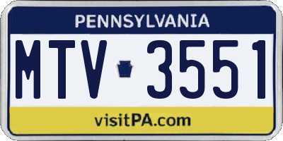 PA license plate MTV3551