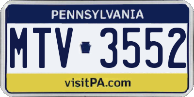 PA license plate MTV3552