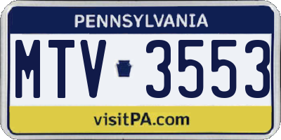 PA license plate MTV3553