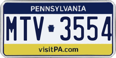 PA license plate MTV3554