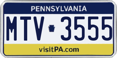 PA license plate MTV3555