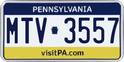 PA license plate MTV3557