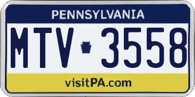 PA license plate MTV3558