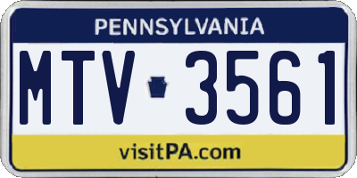 PA license plate MTV3561