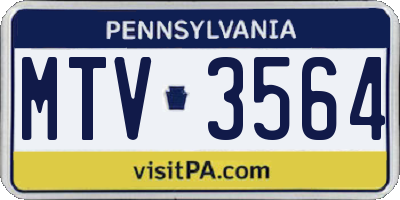 PA license plate MTV3564