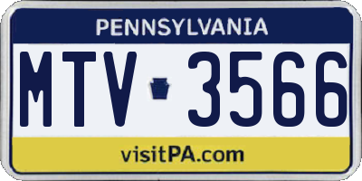 PA license plate MTV3566