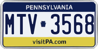 PA license plate MTV3568
