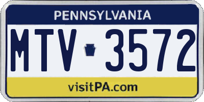 PA license plate MTV3572