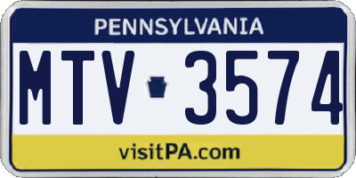 PA license plate MTV3574