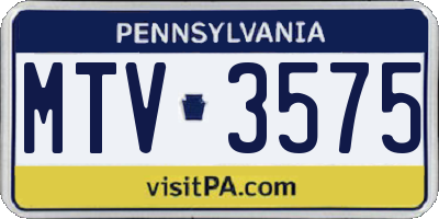 PA license plate MTV3575