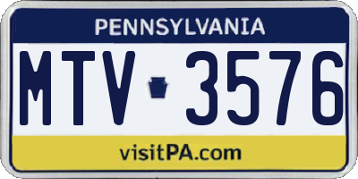 PA license plate MTV3576