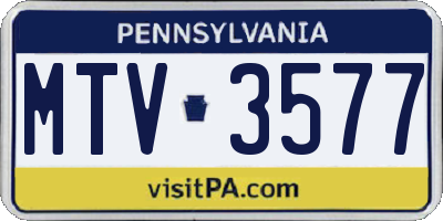 PA license plate MTV3577