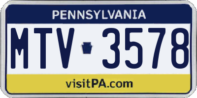 PA license plate MTV3578