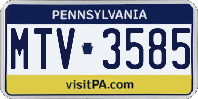 PA license plate MTV3585