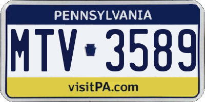PA license plate MTV3589