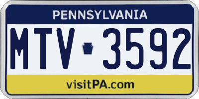 PA license plate MTV3592