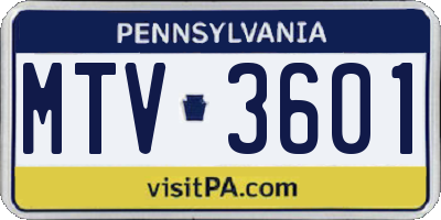 PA license plate MTV3601