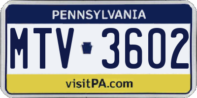 PA license plate MTV3602