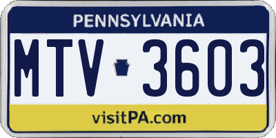 PA license plate MTV3603