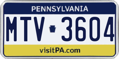 PA license plate MTV3604